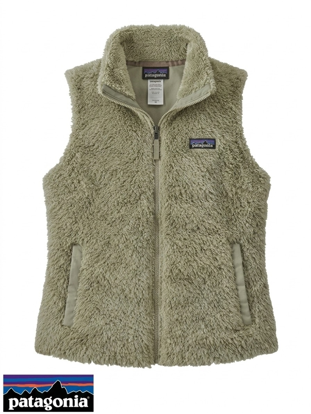 Patagonia Los Gatos Fleece Vest Fuzzy High Pile Thermal Jacket Tan Women Small